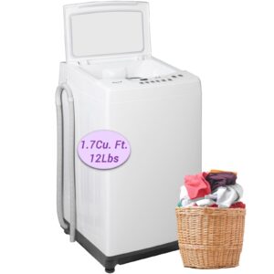 smad 1.7 cu. ft portable washer, 12 lbs washer machine with 6 programs and wheels, portable washing machine for apartments, white