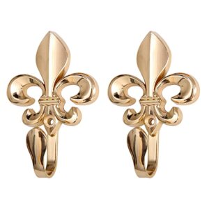 imsfqfwl 2pcs vintage hardware, wall hooks curtains tie backs coat hanger gold bronze silver decorative wall hanging coat hooks french fleur de lis (gold)