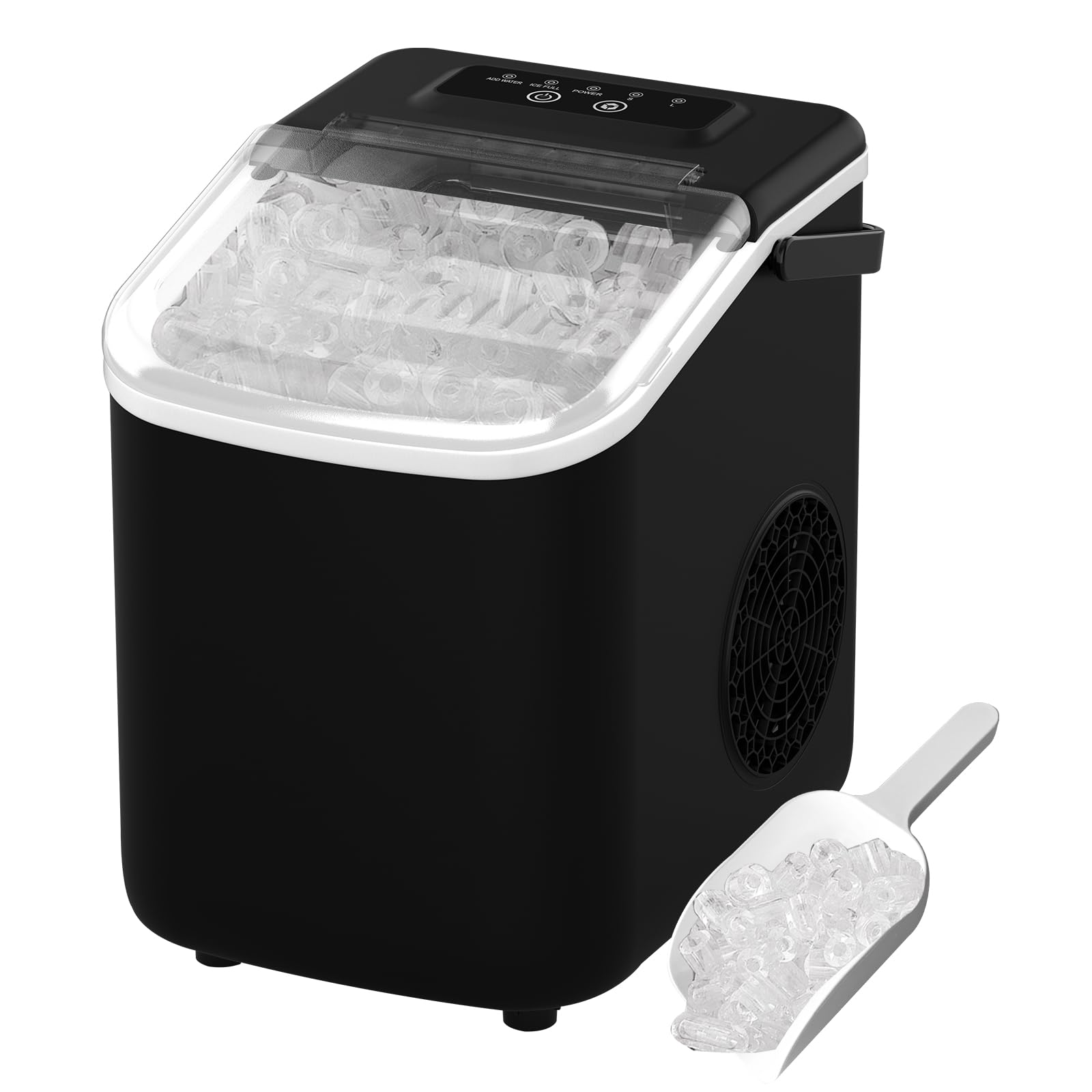 Chic Now Ice Maker Countertop,9 Cubes Ready in 7 Mins,20lbs in 24Hrs,2 Sizes of Bullet Ice,Self-Cleaning Ice Machine with Ice Scoop and Basket for Home Kitchen Office Bar Party