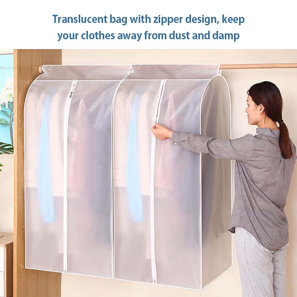 Sunydog Garment Clothes Cover Protector, Hanging Garment Storage Bag Translucent Dustproof Waterproof Hanging Storage Bag for Wardrobe with Full Zipper for Coat Dress