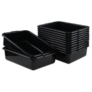 nicesh 12-pack 13 l plastic commercial bus tub, black bus box