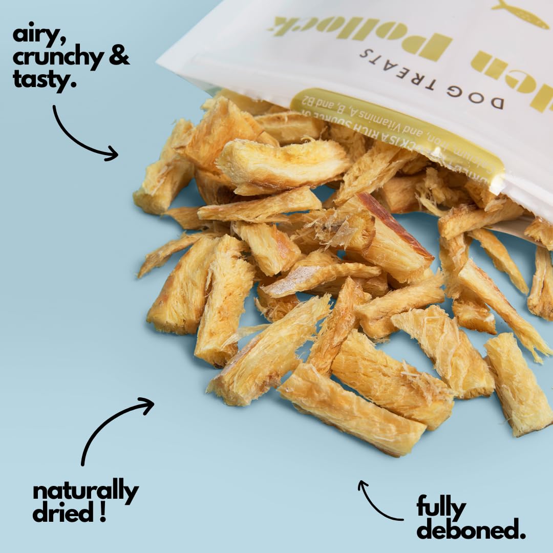 Golden Pollock - Fish Dog Treat - 100% Pollock - Grain Free - Human Grade - All Natural - Single Ingredient - Air Dried - 3 Ounces