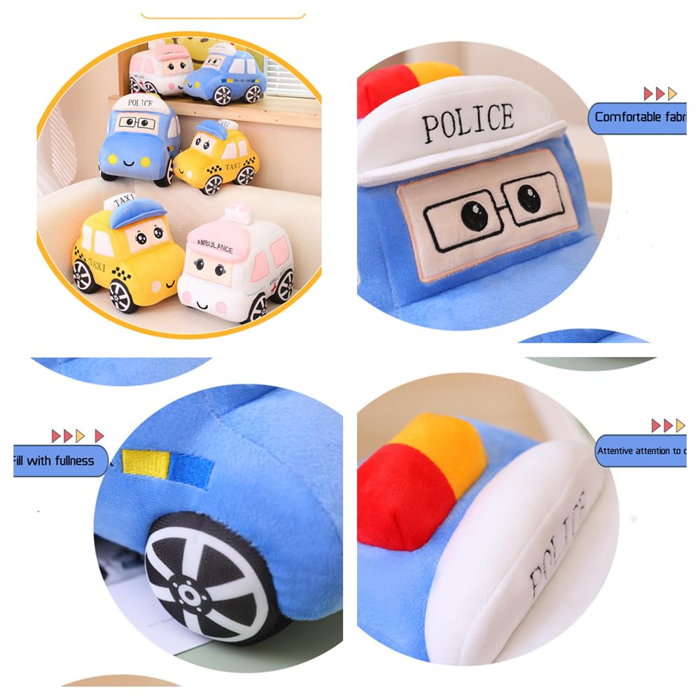 XIYUAN Bus Plush Toy car Plush Simulation School Bus Cute Cartoon Pillow Stuffed Van car Cushion Plush car Gift Cushion Children's Birthday Party Gift (11X7X6Inch) (Police car)