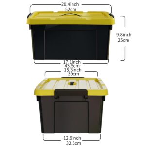 Cetomo Plastic Storage Bin Box Container Stackable with Lid and Secure Latching Buckles, Black, 40Qt x 4, Pack of 4