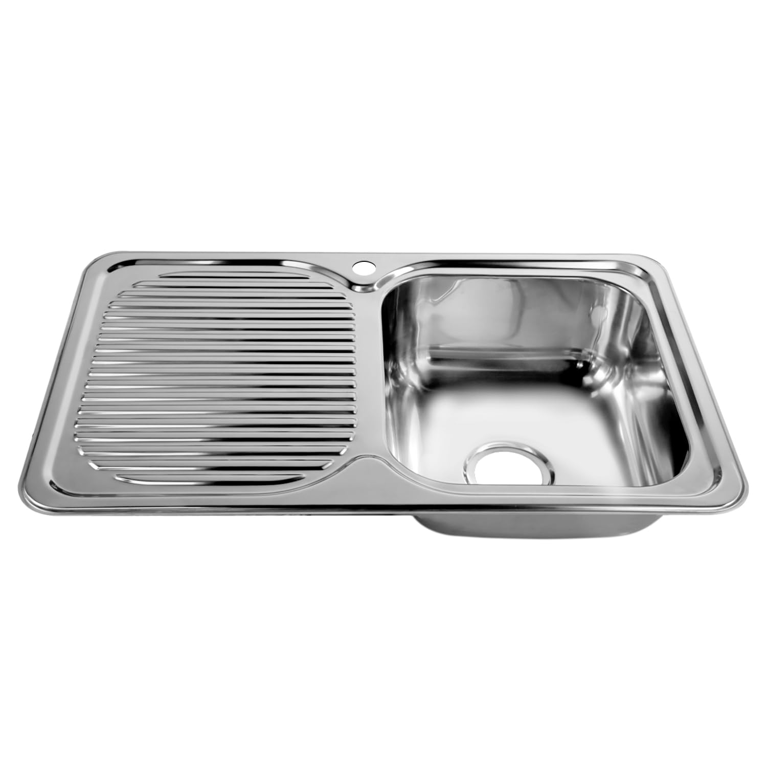 Naiture Drop-In Kitchen Sink, Rectangular Single Bowl Top Mount Sink, 21-Gauge 304 Stainless Steel, 32"L with Left Drainboard and Single Faucet Hole