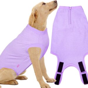 Wabdhaly Dog Surgery Recovery Suit for XXX-Large Female Spay,Anti Licking Dog Surgical Recovery Onesie,Fashion Striped Purple 3XL