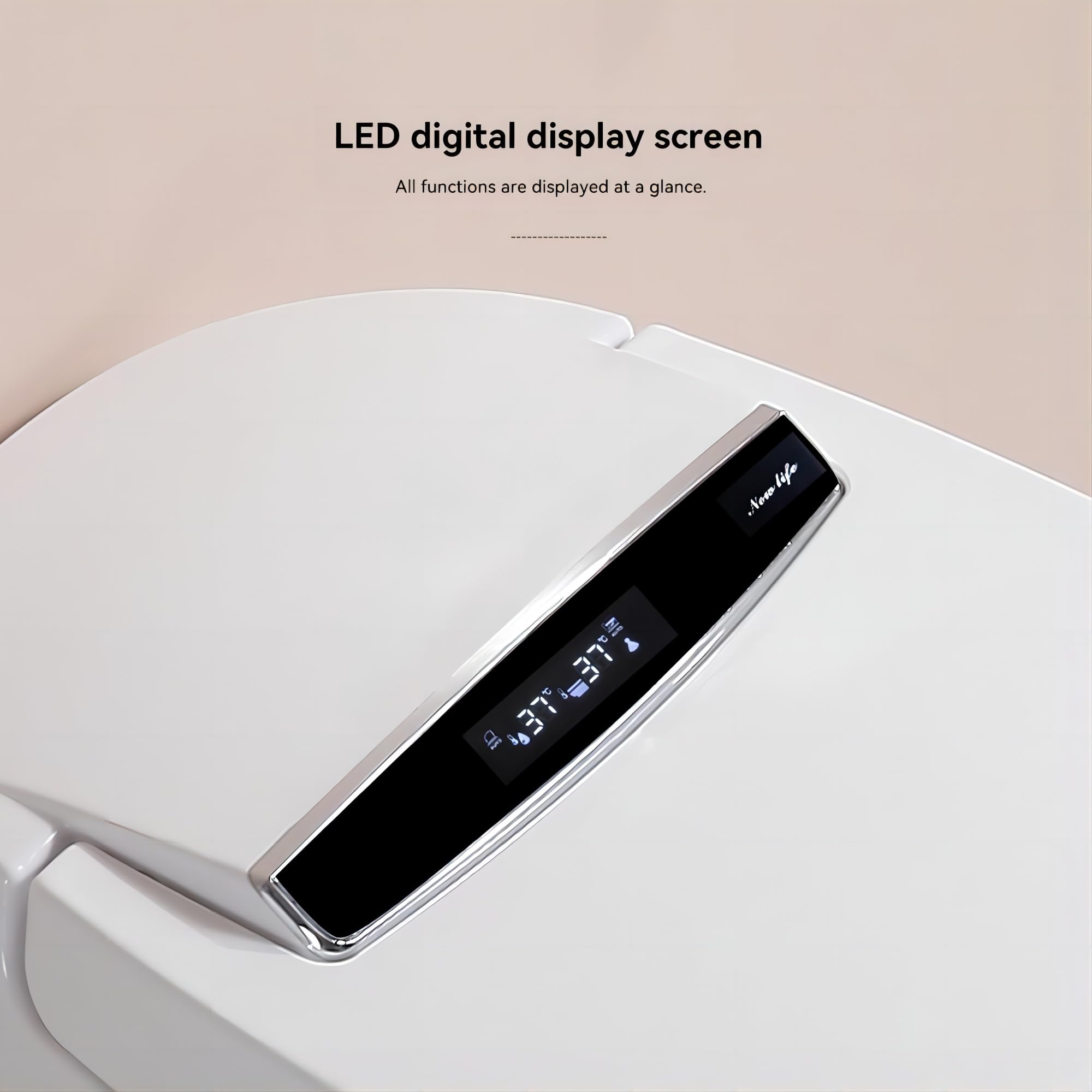 Automatic Flushing, Manual Flipping, Modern Classic Elongated with Dryer, Warm water, Foot Sensor Operation, Heated Bidet Seat, Tankless Smart Toilet with LED Display