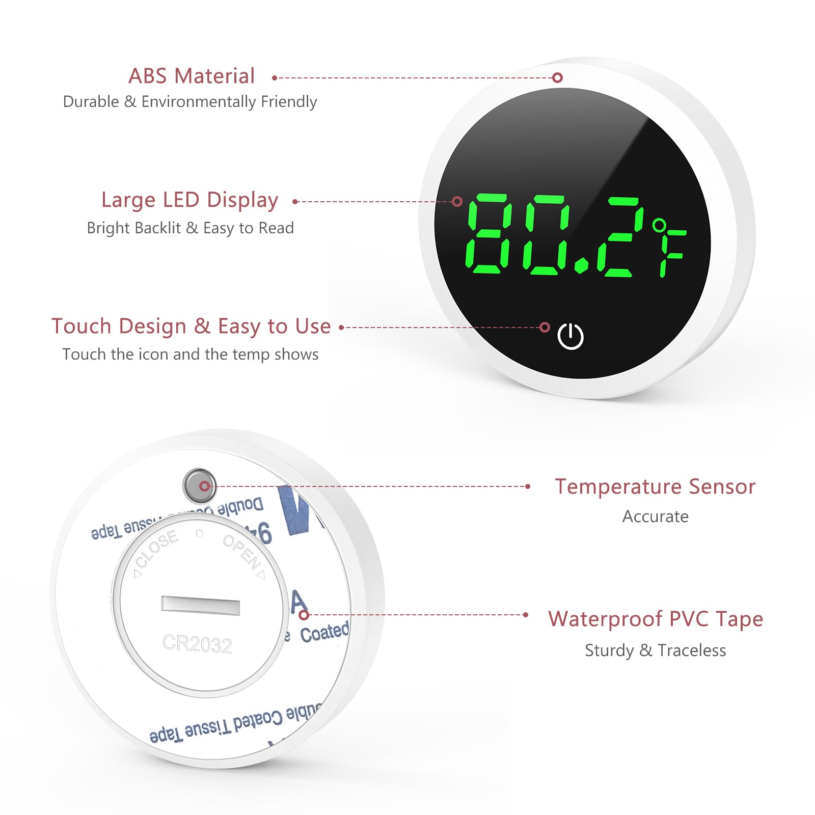 LOFICOPER Aquarium Thermometer, Digital Fish Tank Thermometer, Stick-on Reptile Thermometer with LED Touch Screen, Battery, for Fish, Aquatic Pets, Axolotl, Turtle, ℉