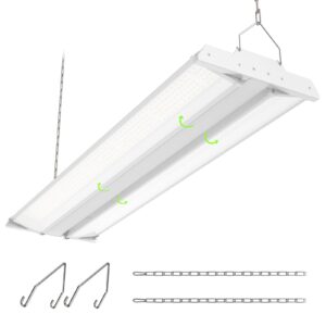 glitgate high bay led shop light 3ft, 300w/240w/200w switchable linear high bay lighting 135lm/w, 4000k/5000k selectable commercial hanging lights for gaage, supermarket, warehouse, cetl/dlc listed