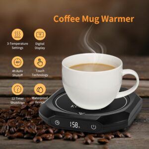 Coffee Mug Warmer, Smart Electric Cup Warmer with 3 Temperature Setting, Beverage Warmer Auto Shut Off & 1-12H Timer, Candle Warmer for Desk Home Office, Best Birthday Present Ideas