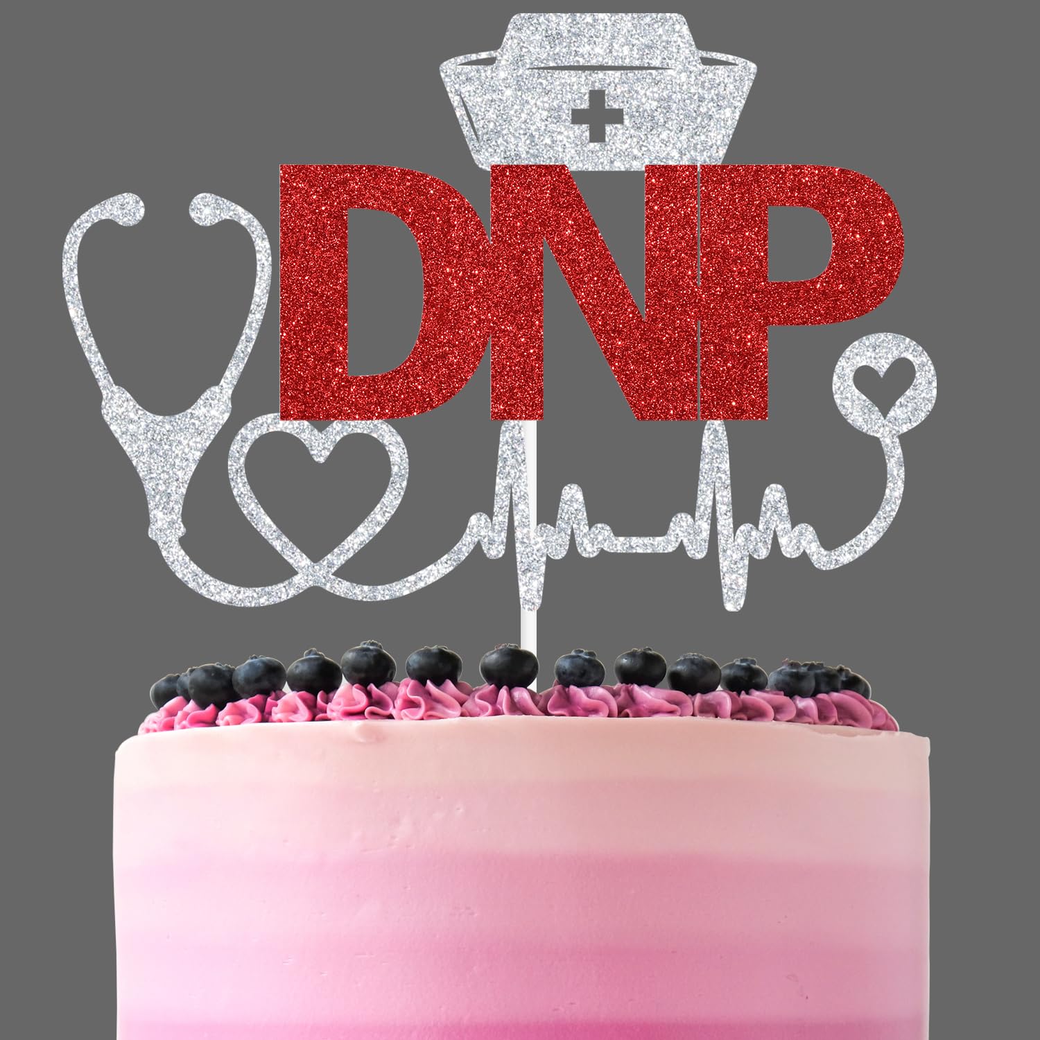 Red Glitter DNP Cake Topper, Class of 2024/DNP 2024/Officially DNP, 2024 DNP Graduation Party Decorations Supplies