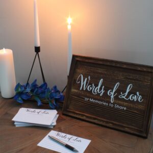 Darware Wedding Guest Book Alternative: Wood Words of Love Wedding Sign w/ Note Cards for Receptions, Showers, Bereavement and Graduation