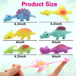 20 Pcs Slingshot Dinosaur Finger Toys, Party Favors for Kids Sticky Rubber Dino Flying Catapult Fidget Toys for Boys Girls Birthday Goodie Bag Easter Basket Stuffers Valentines Xmas Gifts