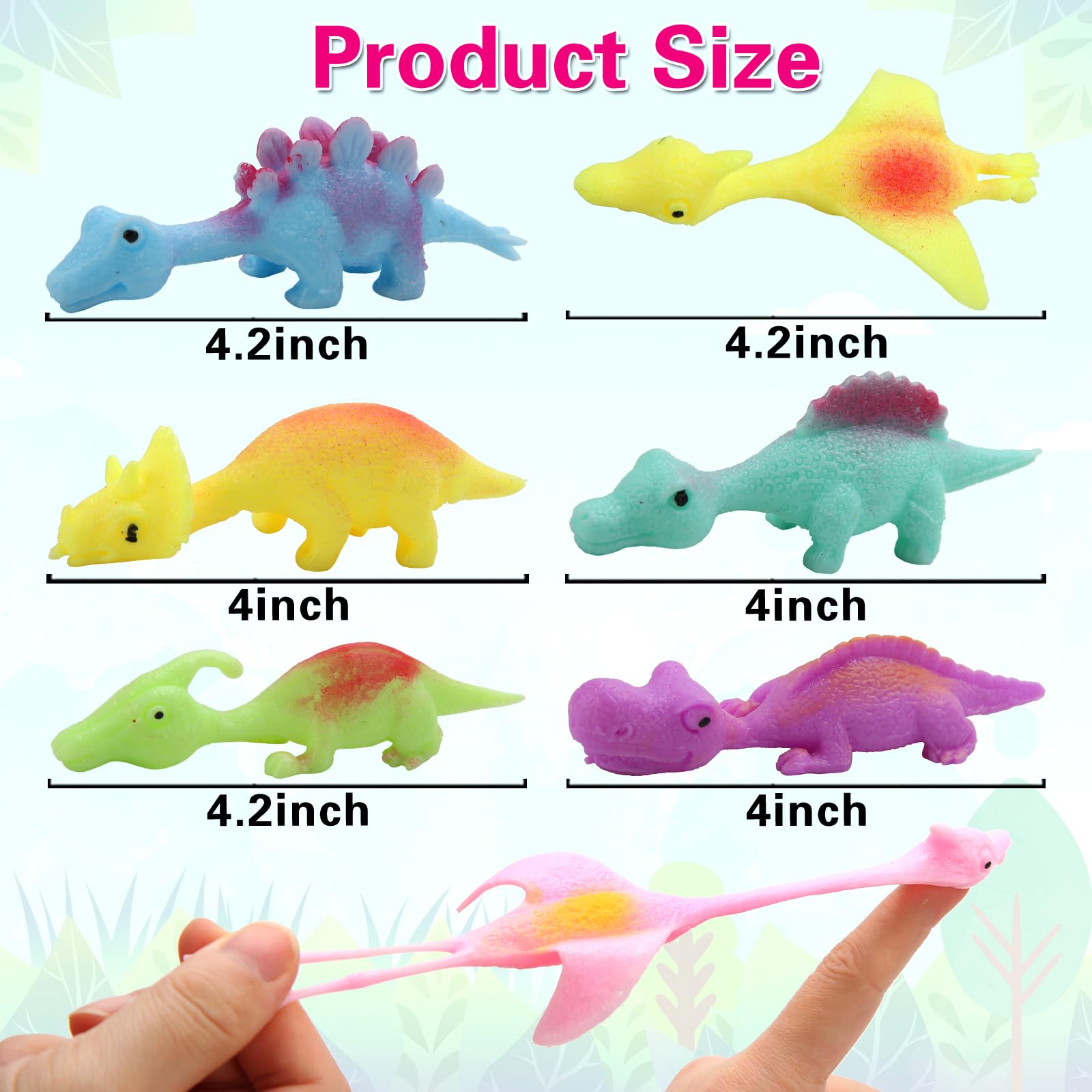 20 Pcs Slingshot Dinosaur Finger Toys, Party Favors for Kids Sticky Rubber Dino Flying Catapult Fidget Toys for Boys Girls Birthday Goodie Bag Easter Basket Stuffers Valentines Xmas Gifts