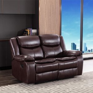 familymill breathable leather manual reclining loveseat for living room