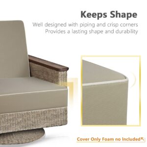 Porch Shield Outdoor Cushion Slipcovers Patio Chair Seat Cushion Covers Set 4 Waterproof Fade Resistant 19 x 19 x 4 inch, Beige