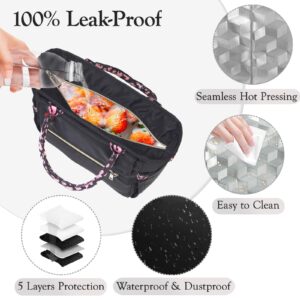 HSHPX Insulated Lunch Bag Lunch Box for Women: Cute Lunchbox Purse for Work Office Picnic Beach - Stylish Leakproof Cooler Bag for Women - Black 8L