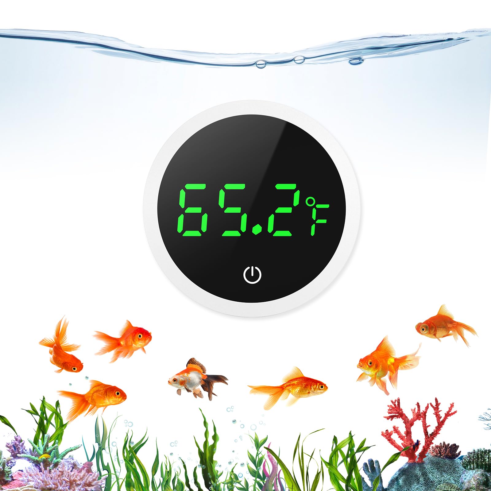 LOFICOPER Aquarium Thermometer, Digital Fish Tank Thermometer, Stick-on Reptile Thermometer with LED Touch Screen, Battery, for Fish, Aquatic Pets, Axolotl, Turtle, ℉