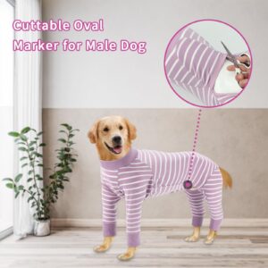 FHTONGE Dog Surgery Recovery Suit, 2 Pcs Dog Onesie Surgical Suit for After Neuter Spay Abdominal Wounds Protector, Snugly Long Anti-Licking Sleeve Dog Pajamas for Shedding Skin Disease Medical 5XL