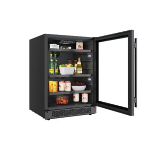 Avallon ABR241BLSS 24 Inch Wide 140 Can Energy Efficient Beverage Center with LED Lighting, Double Pane Glass, Touch Control Panel and Left Swing Door