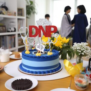 Red Glitter DNP Cake Topper, Class of 2024/DNP 2024/Officially DNP, 2024 DNP Graduation Party Decorations Supplies