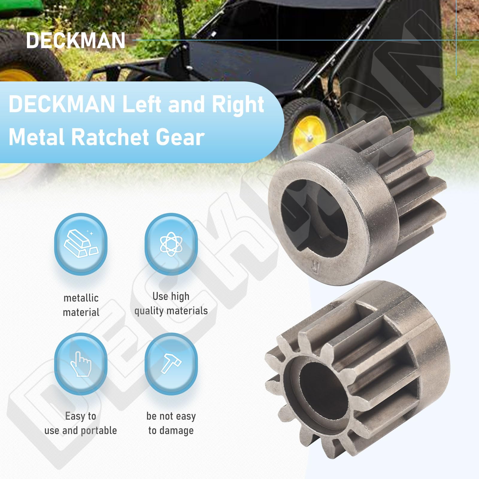 DECKMAN Left and Right Metal Ratchet Gear & Sweeper Gears & PINS & Washer, Compatible with Groundwork LW0103-50, Brinly-Hardy Models STS-420, STS-42, STS-426, STS-427