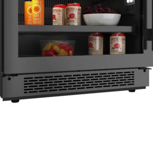 Avallon ABR241BLSS 24 Inch Wide 140 Can Energy Efficient Beverage Center with LED Lighting, Double Pane Glass, Touch Control Panel and Left Swing Door