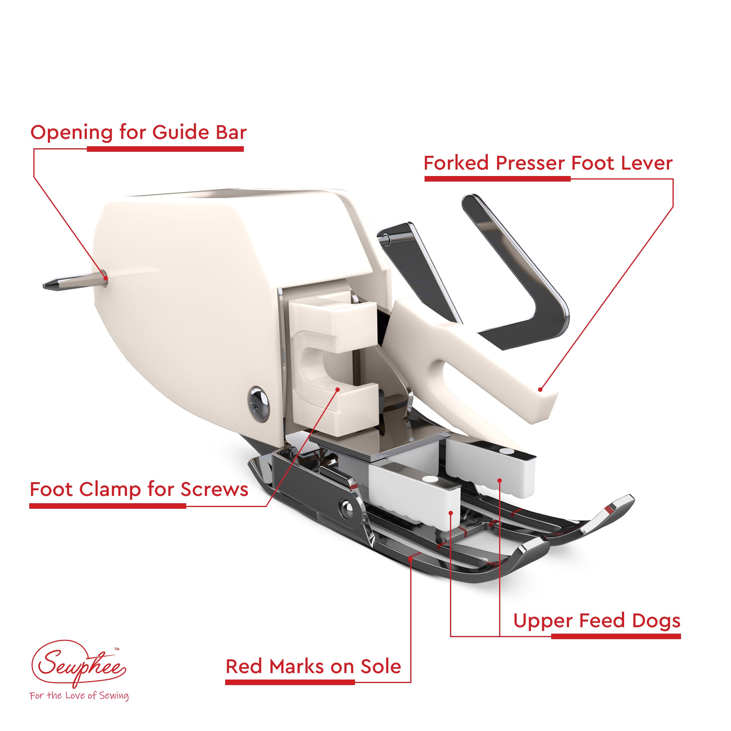 2024 Upgraded Open Toe Walking Foot W/Guide Plus Bonus 1/4" Quilting Foot - Fits Brother, Singer Sewing Machines