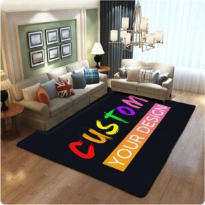 custom rug with logo for bedroom, personalized rugs add your own photo text, customized area carpet anti slip washable door mat decoration for home living room office garden balcony bath 36 x 24 in