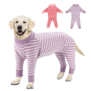 fhtonge dog surgery recovery suit, 2 pcs dog onesie surgical suit for after neuter spay abdominal wounds protector, snugly long anti-licking sleeve dog pajamas for shedding skin disease medical 5xl