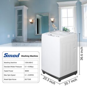 Smad 1.7 Cu. Ft Portable Washer, 12 LBS Washer Machine with 6 Programs and Wheels, Portable Washing Machine for Apartments, White