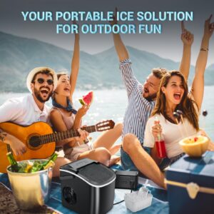 Kismile Ice Makers Countertop, Portable Ice Maker with Self-Cleaning, 26.5 lbs/24H, 9 Ice Cubes/6 Mins, Smart Button, Ice Machine with Basket and Scoop for Home/Office/Party