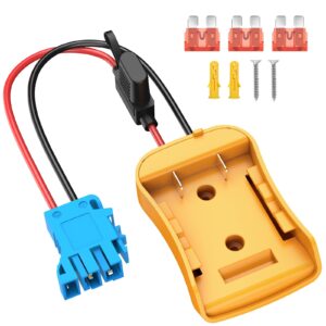 azocek power wheels adapter for dewalt 20v battery with wire harness connector compatible with peg-perego children ride-on car, 12awg wire with 40a fuse