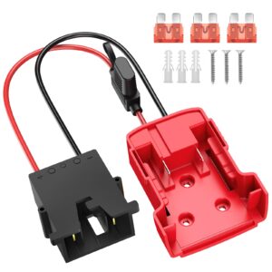 azocek power wheels adapter for milwaukee m18 battery with wire harness connector compatible with 12 volt power wheels, 12awg wire with 40a fuse