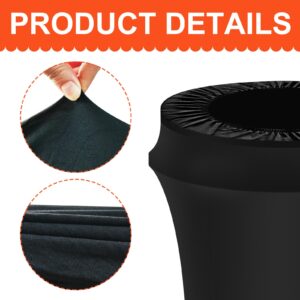 3pcs 32 Gallon Stretch Spandex Trash Can Covers, Premium Black Outdoor Waste Container Cover Fitted Garbage Can Cover for Round Waste Container Bin, Not Include Tran Can