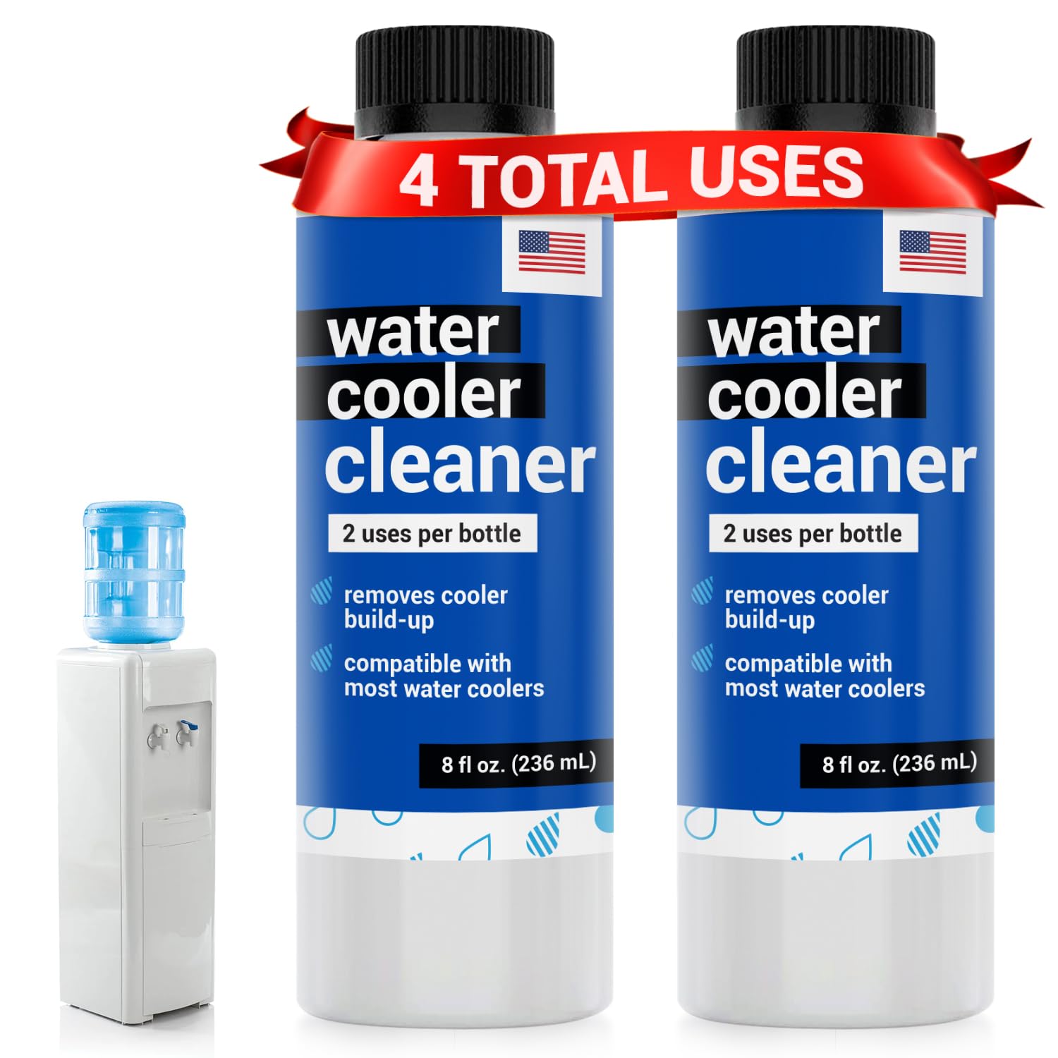 IMPRESA 4 Uses Water Cooler Cleaner to Remove Unwanted Build-Up - Water Dispenser Cleaner - Suitable for Water Cooler Bottom Load or Top Load Models Water Cooler Dispenser Cleaner 2pk 8oz Bottles