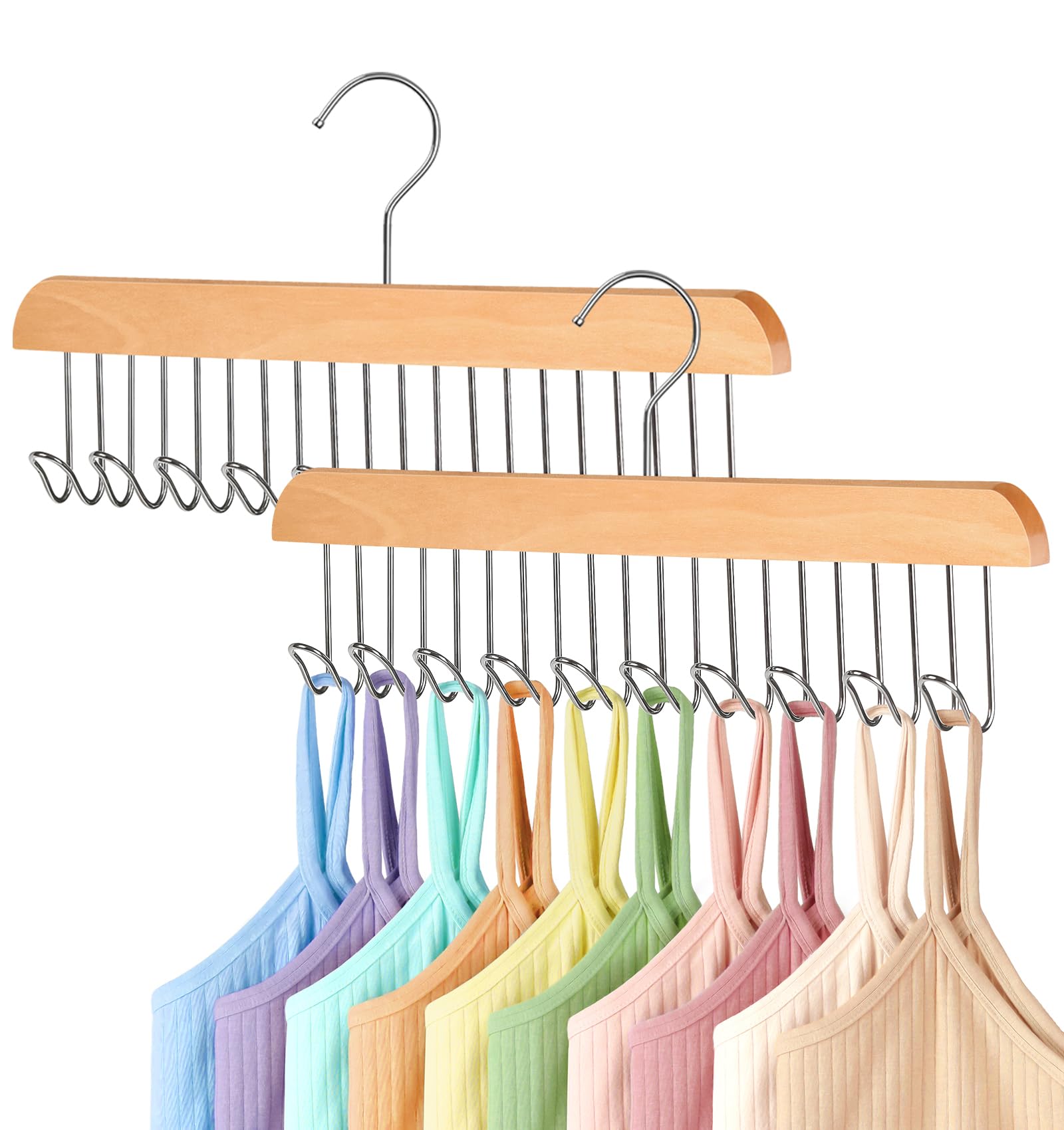 Fitnice 2 Pack Bra Hanger, Belt Hanger for Closet with 20 Metal Hooks Tank Top Hanger Space Saving Tie Rack for Men Closet Organizers and Storage Hanging for Sport Bra, Belt, Tie, Scarf, Lingerie