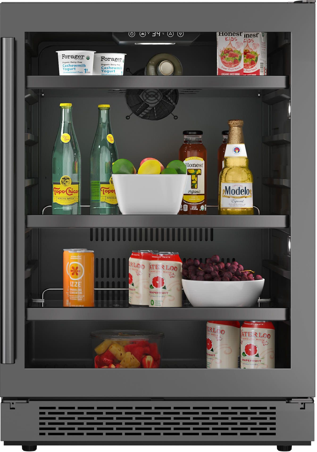 Avallon ABR241BLSS 24 Inch Wide 140 Can Energy Efficient Beverage Center with LED Lighting, Double Pane Glass, Touch Control Panel and Left Swing Door