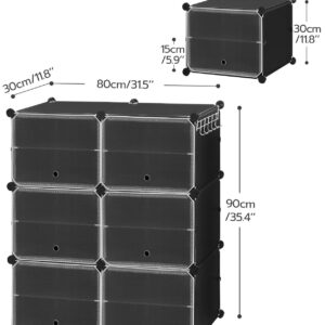 HOOBRO Shoe Rack, 6 Cubes Shoe Organizer with Doors, Plastic Panel Shoe Storage Cabinet for 24 Pairs of Shoes, for Closet, Bedroom, Entryway, Hallway, Black BK26SC01G1