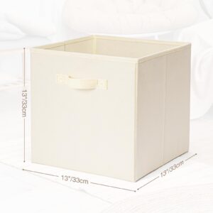 Homneat 13 inch Storage Cubes Bins 6 Pack, Foldable Fabric Cube Storage Bins 13x13x13 inch with Handle, Collapsible Storage Bins for Cabinet and Shelf, Cubical Storage Boxes for Closet Storage, Beige