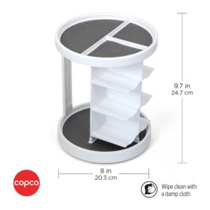 Copco White and Gray 2 Tier Vitamin Turntable with 6 Cradles for Vitamins, Supplements, ect with Non Slip Grip and Stacked Layers for Spae Saving