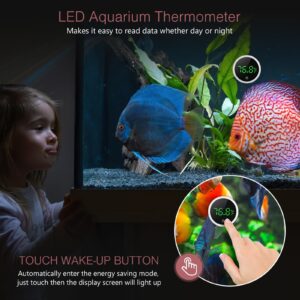 LOFICOPER Aquarium Thermometer, Digital Fish Tank Thermometer, Stick-on Reptile Thermometer with LED Touch Screen, Battery, for Fish, Aquatic Pets, Axolotl, Turtle, ℉