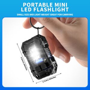 PINSAI Mini Keychain Flashlight with Clip, LED Magnetic EDC Key Chain Light for Mechanics with COB Sidelight, USB C Rechargeable Small Multi-Use Waterproof Light for Work Car Repair Emergency