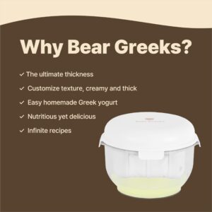 [Bear Greeks] 2.4L Gguduck Greek yogurt Maker, with ultra fine Nylon Mesh Strainer. 2.4Qt thick and creamy greek yogurt, high protein snack, Eco-Zen material container