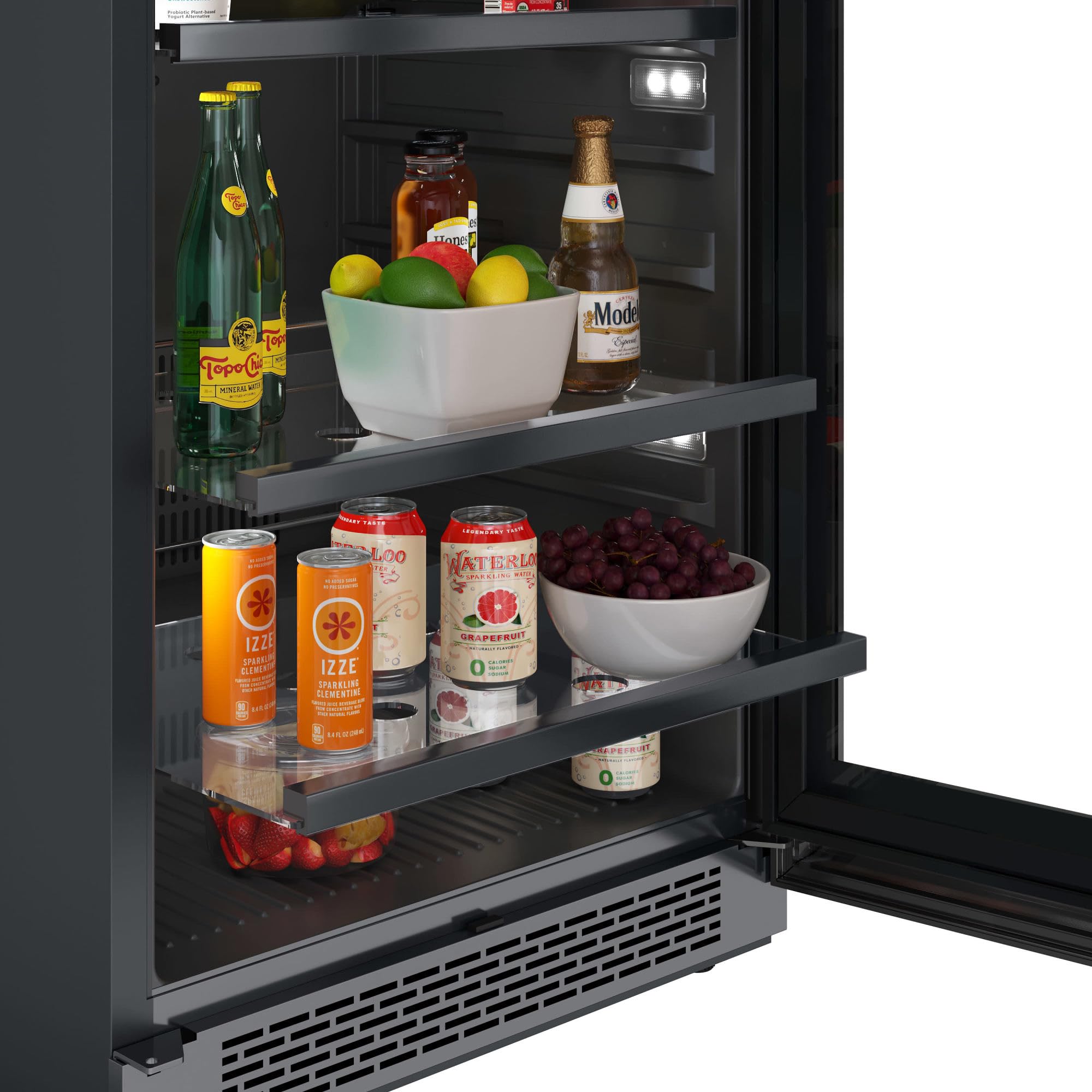 Avallon ABR241BLSS 24 Inch Wide 140 Can Energy Efficient Beverage Center with LED Lighting, Double Pane Glass, Touch Control Panel and Left Swing Door