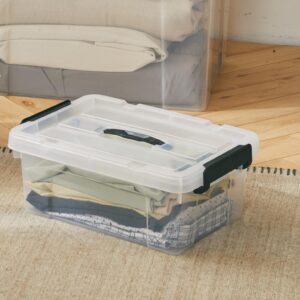 Cetomo Plastic Storage Bin Box Organizing Container with Lid and Secure Latching Buckles, Clear, 16Qt x 6, Pack of 6