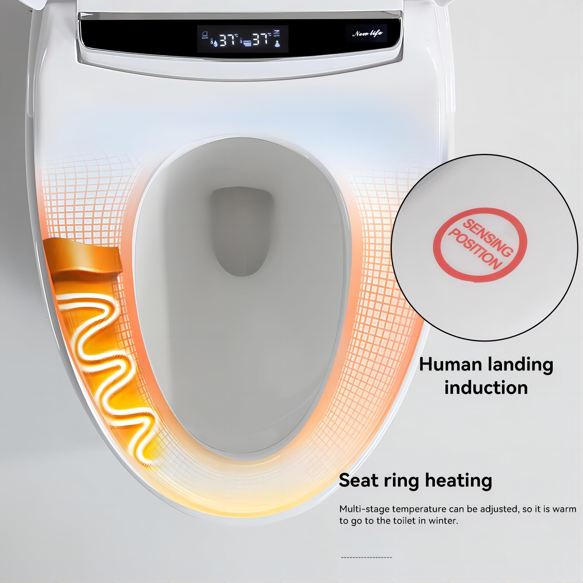 Automatic Flushing, Manual Flipping, Modern Classic Elongated with Dryer, Warm water, Foot Sensor Operation, Heated Bidet Seat, Tankless Smart Toilet with LED Display