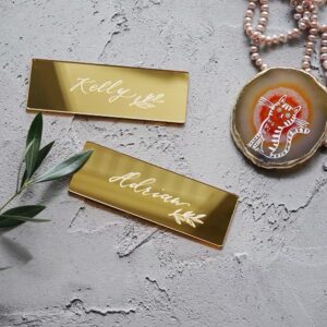 20ps of Gold Acrylic Mirror Rectangle Tag,Customzied Luxury Wedding Name Setting,Party Place Names Seating (Gold Mirror)