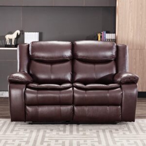 Familymill Breathable Leather Manual Reclining Loveseat for Living Room