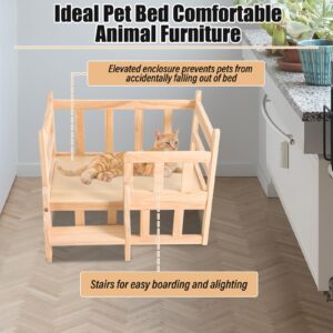 Wood Pet Bed Wood Dog Bed Cat Beds & Furniture Cat & Dog Bed Frame Comfortable Wooden Cat Bed Frame Small Animal Cushion Bed Pet Wood Bed Furniture Up to 11.02 lbs (S)